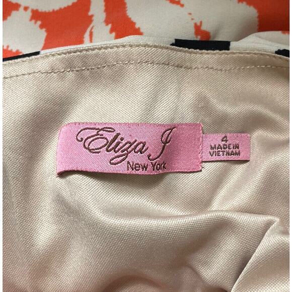 Eliza J Womens 4 Stretch Knit Sheath Dress Color Block Damask Print Black Coral - Picture 8 of 10